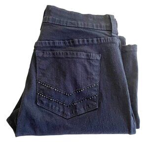 NYDJ High Rise Back Pocket Embellished Straight Leg Jeans Women's Sz 12